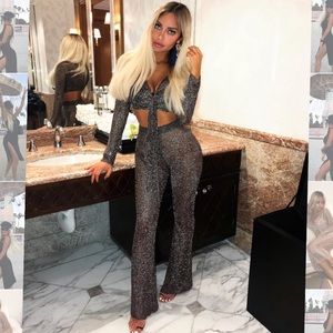 Metallic pant and crop top